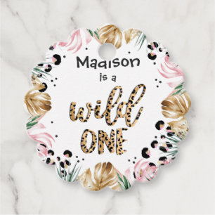 Étiquettes Cadeau Wild One Birthday Empreinte de léopard Wild Jungle
