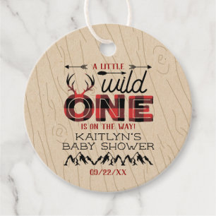 Étiquettes Cadeau Wild One Boys Rustic Plaid Baby shower de bûcheron
