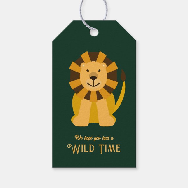 Étiquettes-cadeau Wild One Lion Anniversaire Jungle Safari Favoriser (Devant)