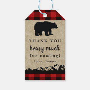 Étiquettes-cadeau Wild One Little Bear Flannel Lumberjack Merci