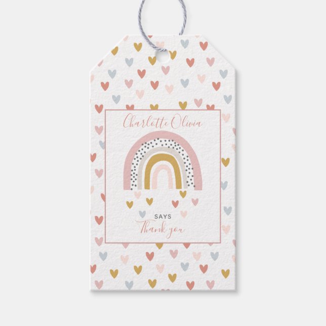 Étiquettes-cadeau Wild One Muted Rainbow Girl's 1st Birthday Party (Devant)