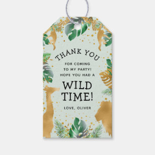 Étiquettes-cadeau Wild One Safari 1er Anniversaire Pastel Green Gold