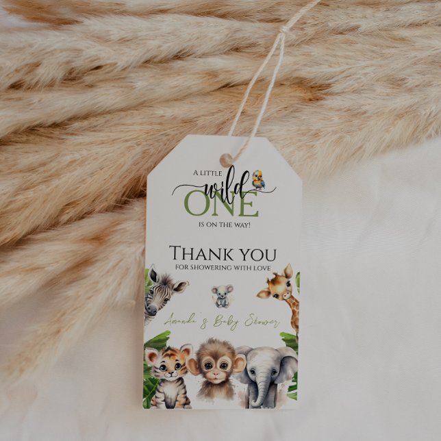 Étiquettes-cadeau Wild One Safari Animal Jungle Baby shower Favorise (Créateur téléchargé)