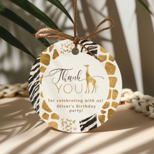 Étiquettes Cadeau Wild one Safari animaux girafe Anniversaire Merci