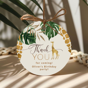 Étiquettes Cadeau Wild one Safari animaux girafe Anniversaire Merci