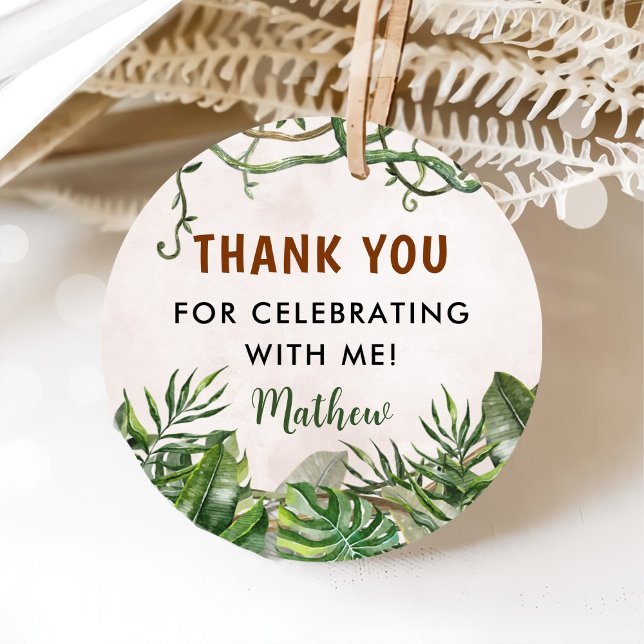 Étiquettes Cadeau Wild One Tropical Safari premier anniversaire (Créateur téléchargé)