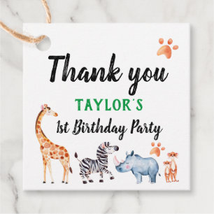 Étiquettes Cadeau Wild Un 1er anniversaire Safari Merci
