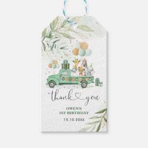 Étiquettes-cadeau Wild Un Anniversaire Verdure Parade Gold Party