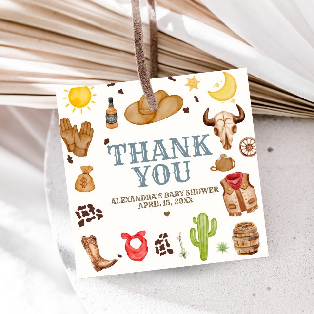 Étiquettes Cadeau Wild West Cowboy Rodeo Baby Shower (Cowboy Western Rodeo Ranch Baby Shower Favor Tags)