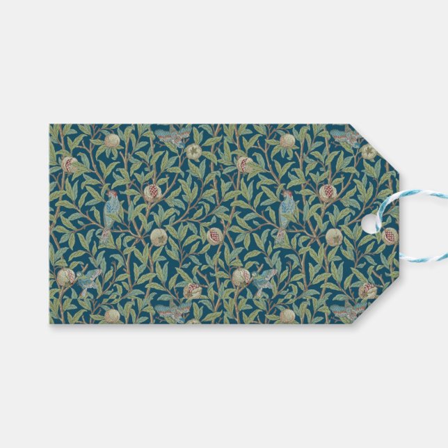 Étiquettes-cadeau William Morris "Bird and Pomegranate" (Devant (Horizontal))