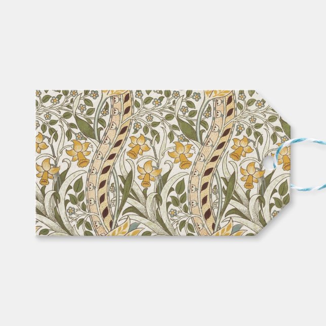 Étiquettes-cadeau William Morris Daffodil Garden Flower Classic Bota (Devant (Horizontal))