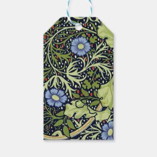 Étiquettes-cadeau William Morris Fleur d'antiquité aux algues marine