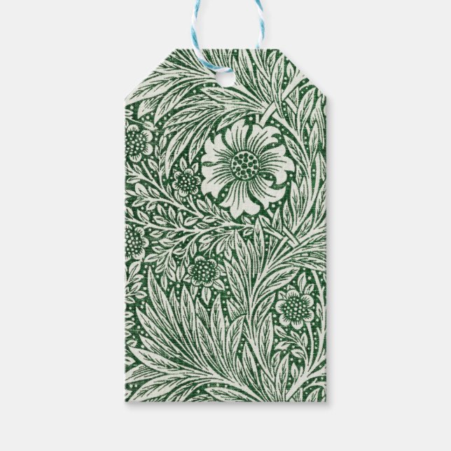 Étiquettes-cadeau william morris marigold fleurs vertes (Devant)