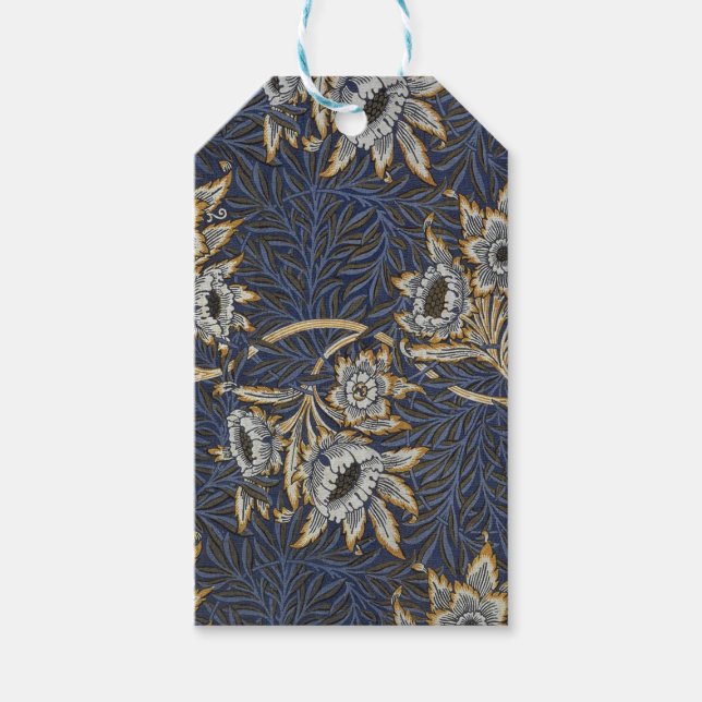 Étiquettes-cadeau William Morris Tulip Willow Blue Motif (Devant)