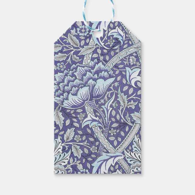 Étiquettes-cadeau William Morris Windrush fleurs bleues (Devant)