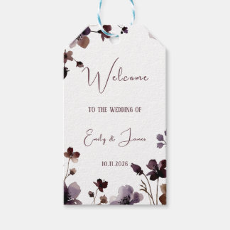 Étiquettes-cadeau Wine Red Plum Mauve Fall Floral Wedding