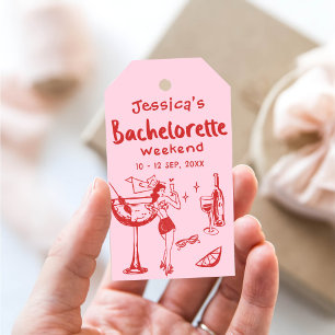 Étiquettes-cadeau Wine Whimsical Doodle Bachelorette Party Week-end