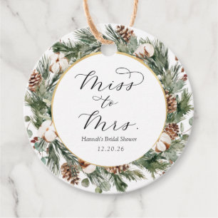Étiquettes Cadeau Winter Greenery Fête des mariées Élégante Faveur T