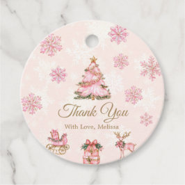 Étiquettes Cadeau Winter Onederland Girl 1st Birthday Thank You