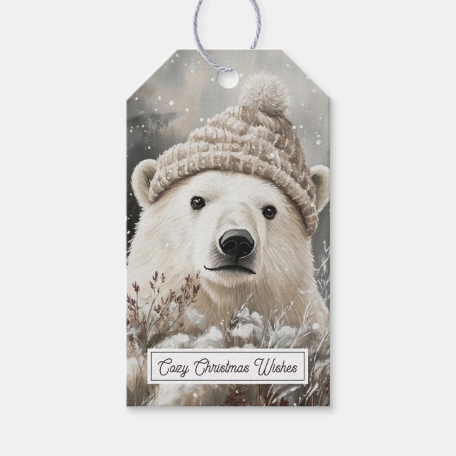 Étiquettes-cadeau Winter Polar Bear Christmas (Devant)