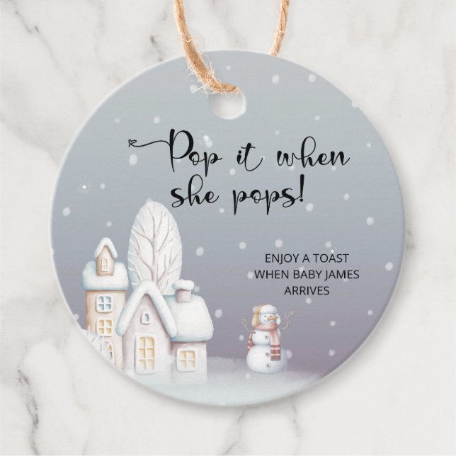 Étiquettes Cadeau Winter Pop it quand elle pop baby shower (Devant)