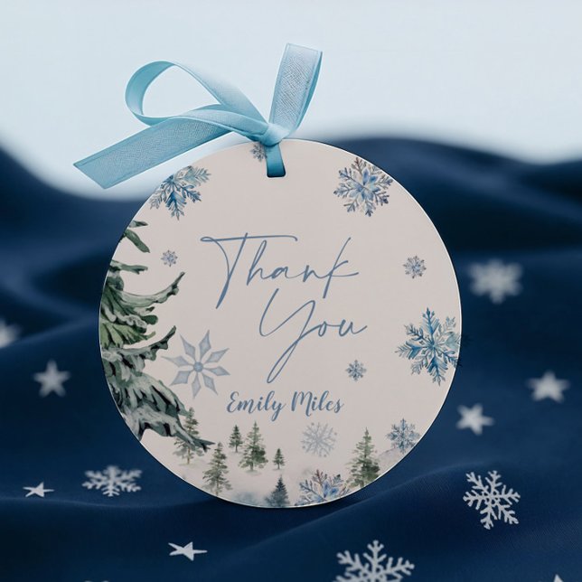Étiquettes Cadeau Winter Wonderland Merci (Créateur téléchargé)
