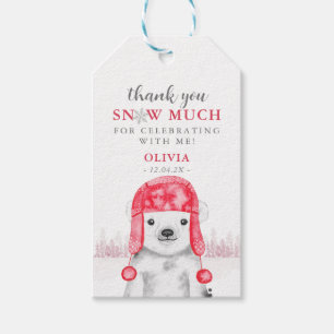 Étiquettes-cadeau Winter Wonderland Polar Bea girl Favoriser merci C