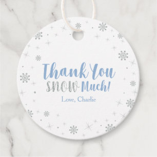 Étiquettes Cadeau Winter Wonderland Silver & Blue Boy Baby shower