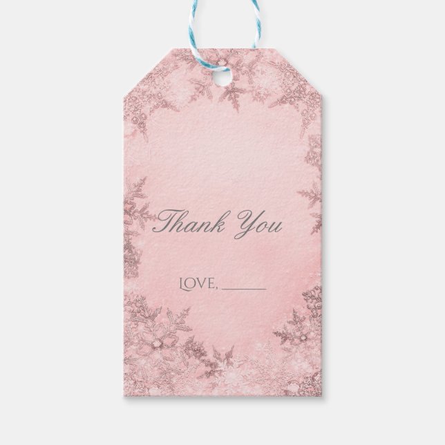 Étiquettes-cadeau Winter Wonderland Snowflakes Pink Elegance Party (Devant)