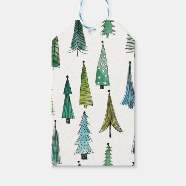 Étiquettes-cadeau Winterholiday Evergreen Trees (Devant)