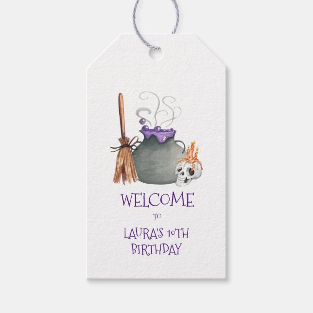 Étiquettes-cadeau Witch Cauldron Halloween Tags cadeaux (Devant)