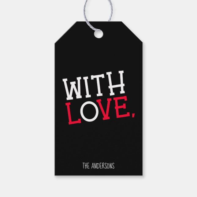 Étiquettes-cadeau With Love Christmas Chic & Bold Black, White & Red (Devant)