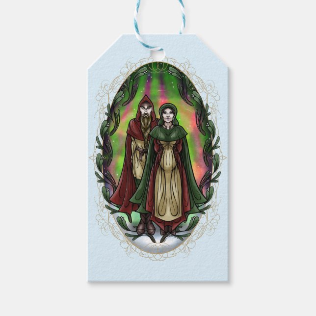 Étiquettes-cadeau Woden & Fríge : Salutations de Yule (Devant)