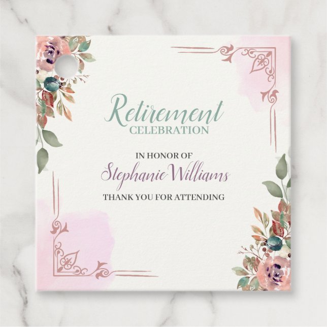 Étiquettes Cadeau Women Floral Classic Elegant Retirement Party (Devant)