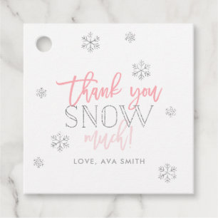 Étiquettes Cadeau Wonderland Merci neige beaucoup rose