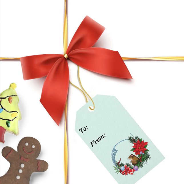 Étiquettes-cadeau Wreath de la souris de Noël (Créateur téléchargé)