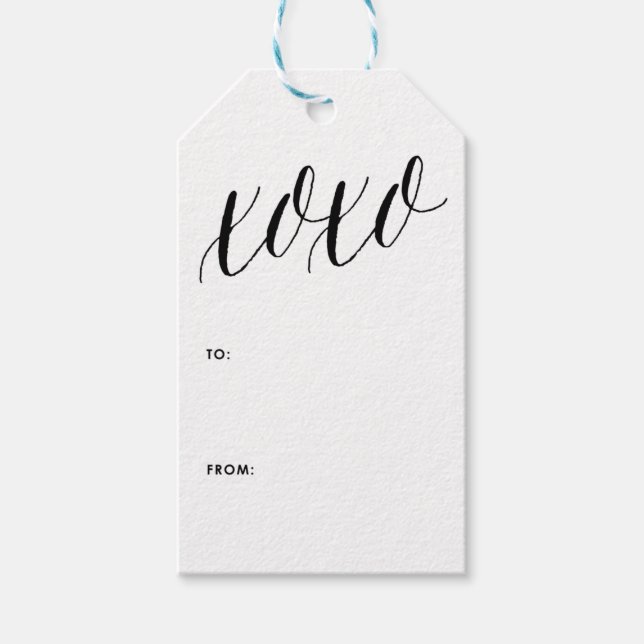 Étiquettes-cadeau XOXO | Balise cadeau Black Modern Calligraphy (Devant)