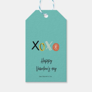 Étiquettes-cadeau "XOXO" Cœurs Saint-Valentin Vert Menthe
