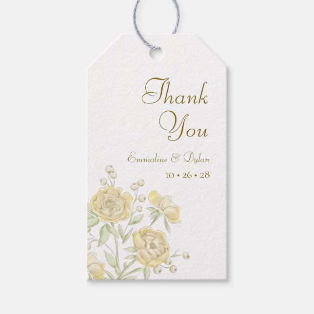 Étiquettes-cadeau Yellow Rose Wedding (Devant)
