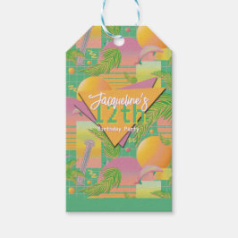 Étiquettes-cadeau Yellow Summer Vaporwave Sunset Birthday