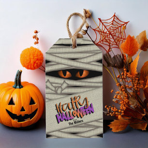 Étiquettes-cadeau Yeux de maman Halloween Orange ID685