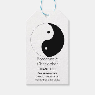 Étiquettes-cadeau Yin Yang Mariage de design noir et blanc