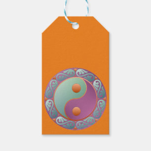 Étiquettes-cadeau Yin Yang Médaillon Violet Turquoise