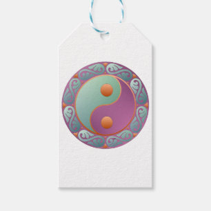 Étiquettes-cadeau Yin Yang Médaillon Violet Turquoise