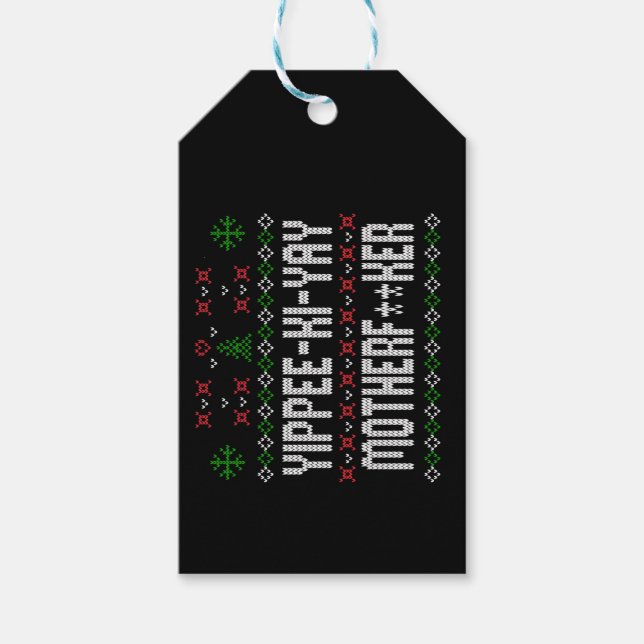 Étiquettes-cadeau Yippee Ki Yay Chandail de Noël moche (Devant)