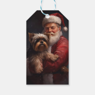 Étiquettes-cadeau Yorkshire Terrier Santa Claus Festive Noël