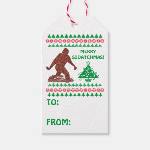 Étiquettes-cadeau Z Bigfoot Walking Avoir Un Squatchmas Très Joyeux