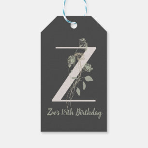 Étiquettes-cadeau Z initial avec fleur de couleur douce Custom Class