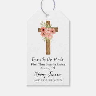 Étiquettes-cadeau Zinnia Cross Memorial Funeral Seed Packet