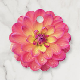 Étiquettes Cadeau Zinnia rose pêche jaune